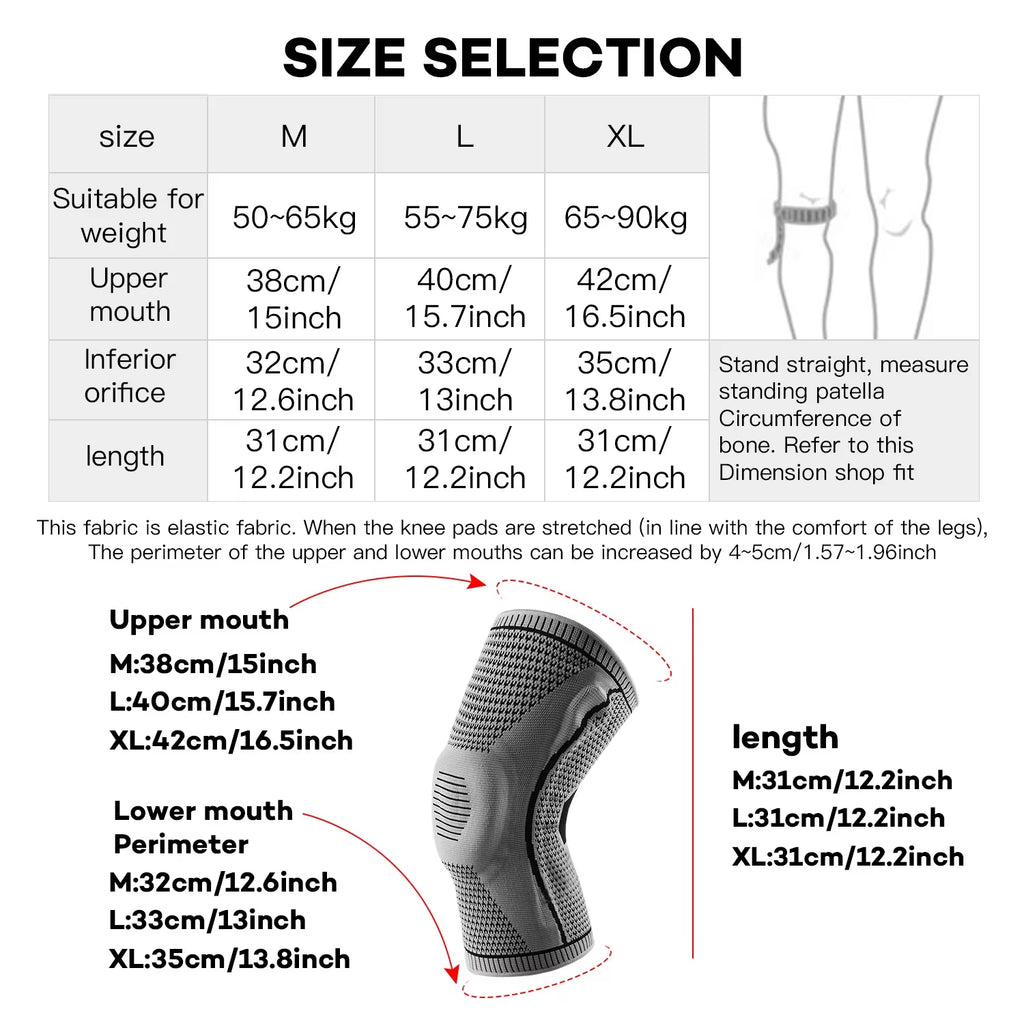 1PC Silicone Knee Pads Strap Patella Medial Support Meniscus Compression Knee Braces for Running Sport Knee Protection