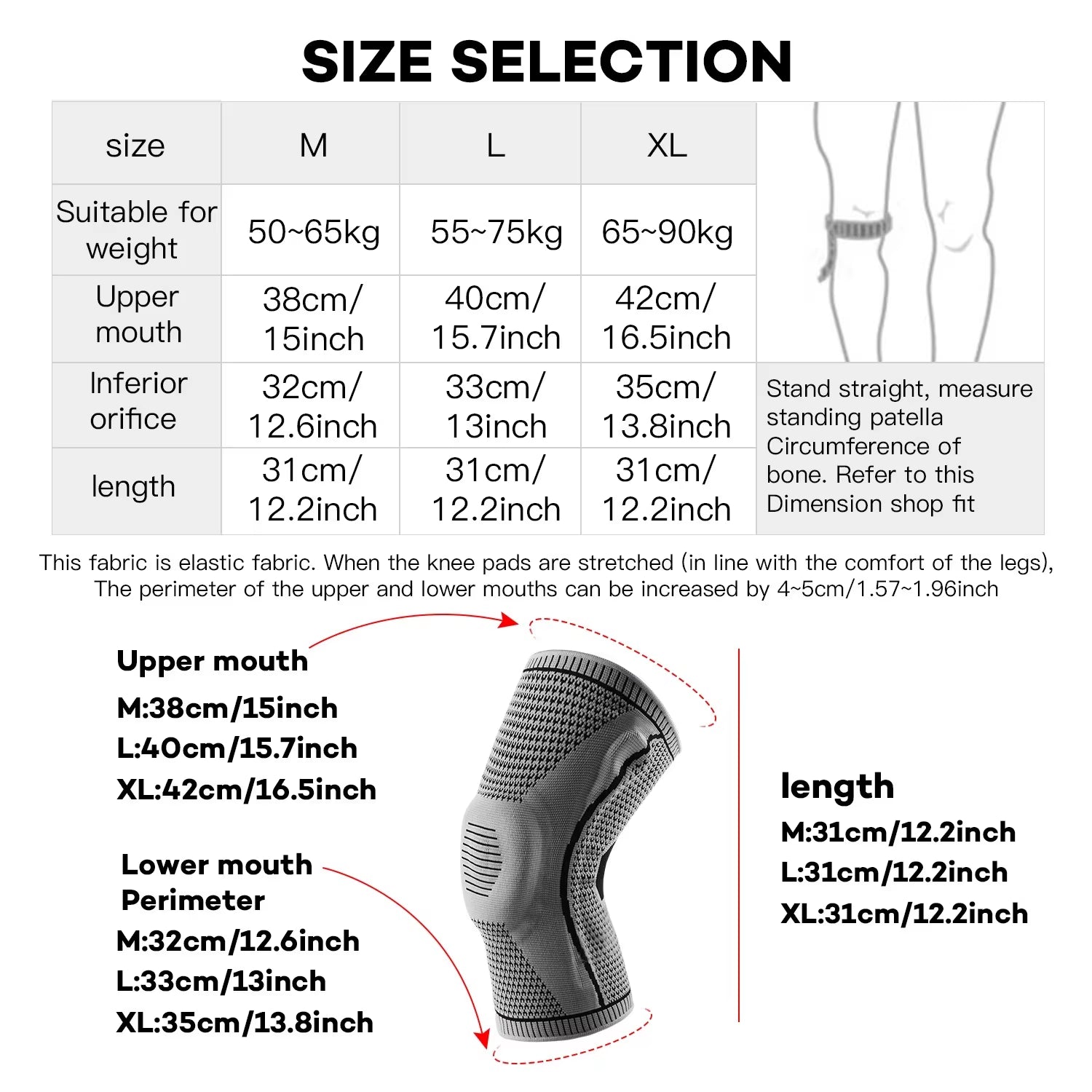 1PC Silicone Knee Pads Strap Patella Medial Support Meniscus Compression Knee Braces for Running Sport Knee Protection